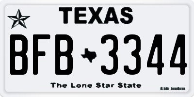 TX license plate BFB3344