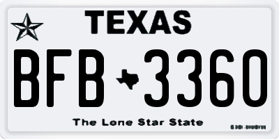 TX license plate BFB3360