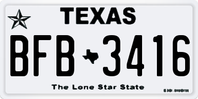TX license plate BFB3416