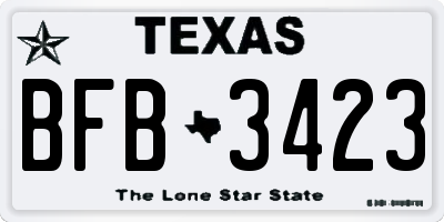 TX license plate BFB3423