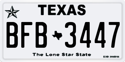 TX license plate BFB3447