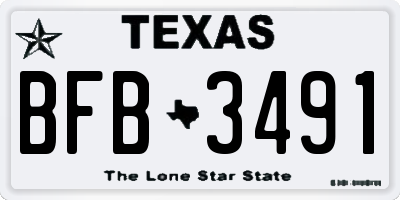 TX license plate BFB3491