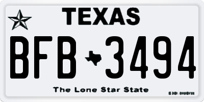 TX license plate BFB3494