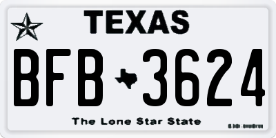TX license plate BFB3624
