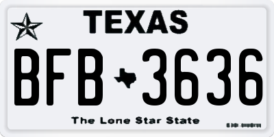 TX license plate BFB3636