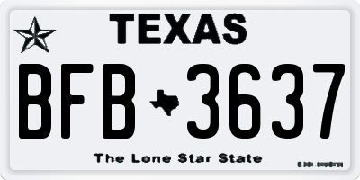 TX license plate BFB3637