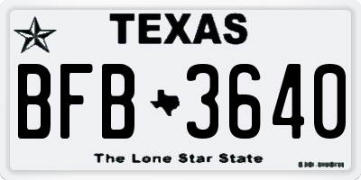 TX license plate BFB3640