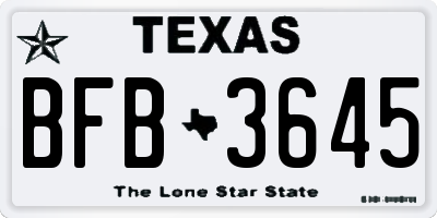 TX license plate BFB3645
