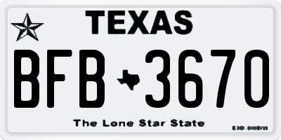 TX license plate BFB3670