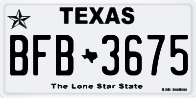 TX license plate BFB3675