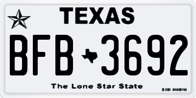 TX license plate BFB3692