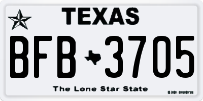TX license plate BFB3705