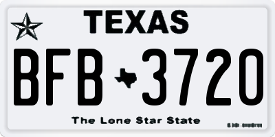 TX license plate BFB3720