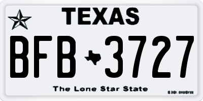 TX license plate BFB3727