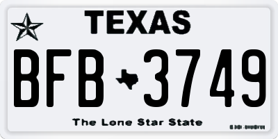 TX license plate BFB3749