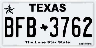 TX license plate BFB3762