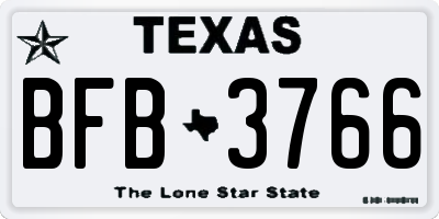 TX license plate BFB3766