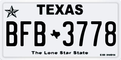 TX license plate BFB3778