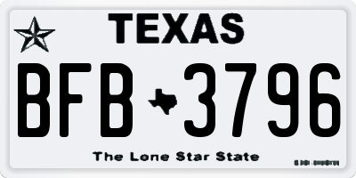 TX license plate BFB3796