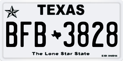 TX license plate BFB3828