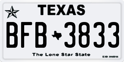 TX license plate BFB3833