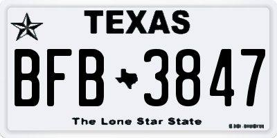 TX license plate BFB3847