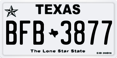 TX license plate BFB3877