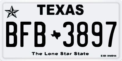 TX license plate BFB3897