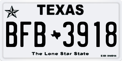TX license plate BFB3918