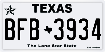 TX license plate BFB3934