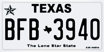 TX license plate BFB3940