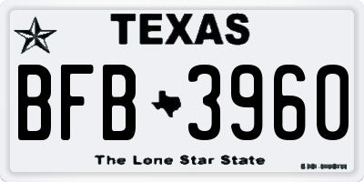 TX license plate BFB3960