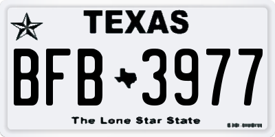 TX license plate BFB3977