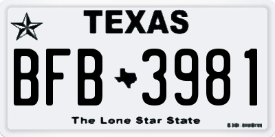 TX license plate BFB3981