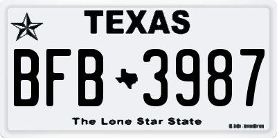 TX license plate BFB3987