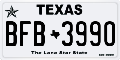 TX license plate BFB3990