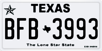 TX license plate BFB3993