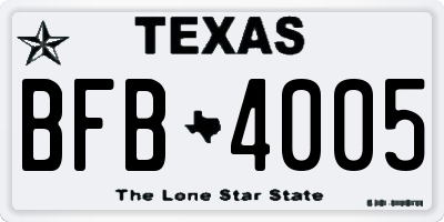 TX license plate BFB4005
