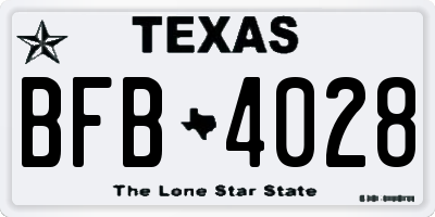 TX license plate BFB4028