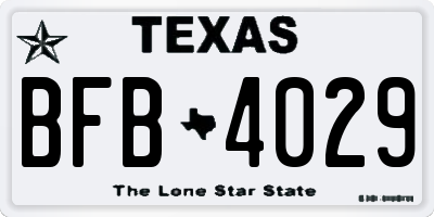 TX license plate BFB4029
