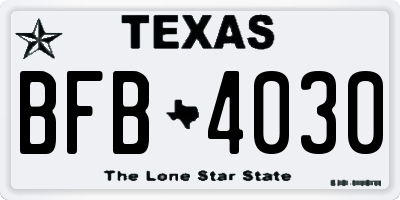 TX license plate BFB4030