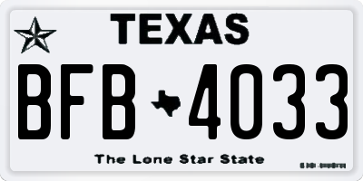 TX license plate BFB4033