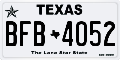 TX license plate BFB4052