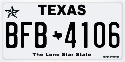 TX license plate BFB4106