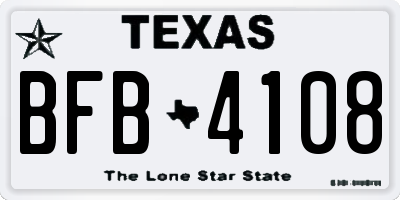 TX license plate BFB4108