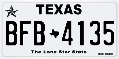 TX license plate BFB4135