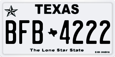 TX license plate BFB4222