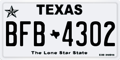 TX license plate BFB4302
