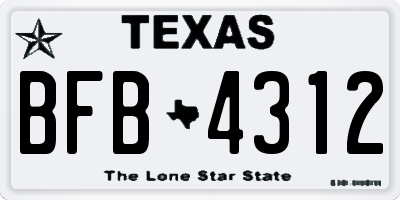 TX license plate BFB4312