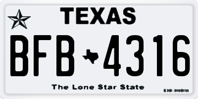 TX license plate BFB4316